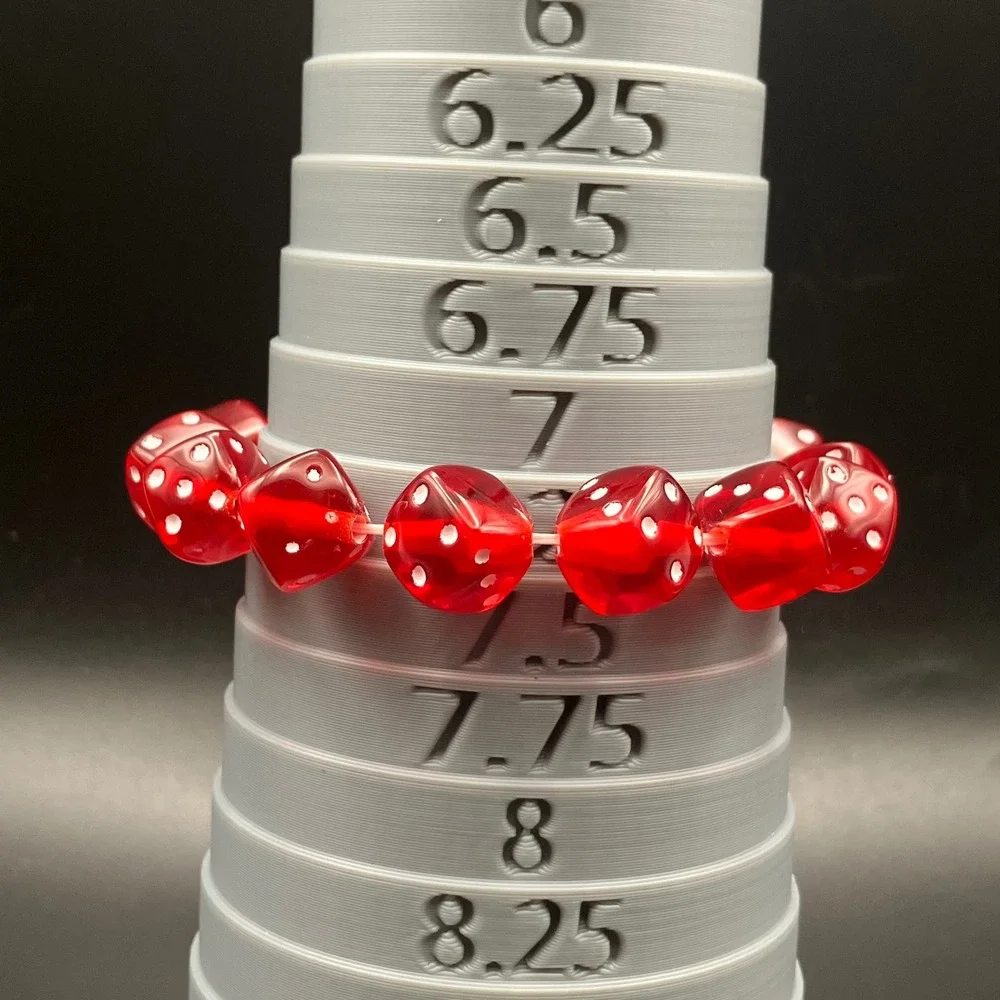 Vintage Dice Bracelet Red Translucent Acrylic Stretchy 7.25